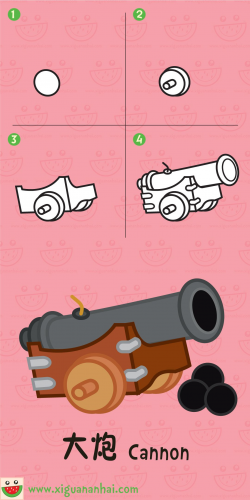 大炮 Cannon | How To Draw | Pinterest | Easy drawings, Painting art ...