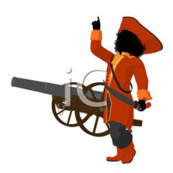 A Pirate Captain Ordering a Firing of a Cannon Clipart Picture