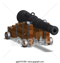 Drawing - Ship cannon. Clipart Drawing gg54101494 - GoGraph