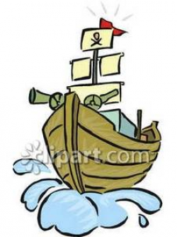 A Pirate Ship with Cannons - Royalty Free Clipart Picture