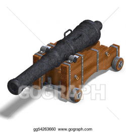 Drawing - Ship cannon. Clipart Drawing gg54263660 - GoGraph