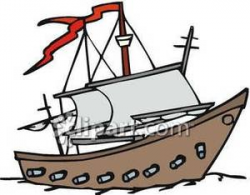 A Pirate Ship with Cannons Royalty Free Clipart Picture