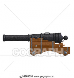 Drawing - Ship cannon. Clipart Drawing gg54263658 - GoGraph