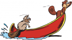 Clipart - Beavers in Canoe