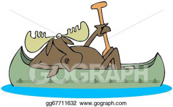 Drawing - Moose paddling a canoe. Clipart Drawing gg67711632 - GoGraph