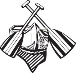 Black and White Canoe With Two Big Paddles - Royalty Free Clipart ...