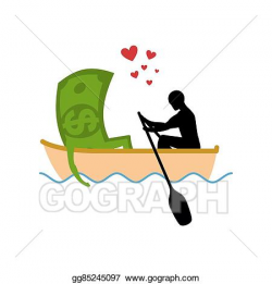 Vector Art - Man and money and ride in boat. lovers of sailing. man ...