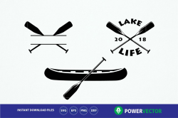 Lake Life SVG. Canoe Boat, Paddles Clip art