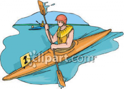 A Man Racing a Kayak Royalty Free Clipart Picture