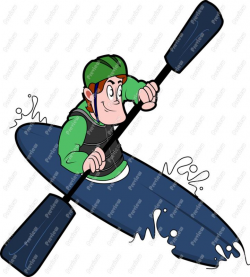 Kayaking Clip Art - Royalty Free Clipart - Vector Cartoon Drawing