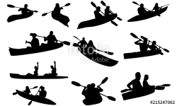 Couple Kayaking Silhouette | People in Canoe Vector ...