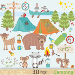Boys Camping Clipart- Boys Camping Clip Art-Cute Forest Animals-Bear ...