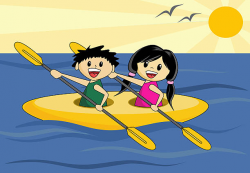 Canoe clipart kid canoe - Pencil and in color canoe clipart kid canoe