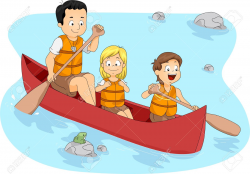 Boat clipart kid canoe - Pencil and in color boat clipart kid canoe