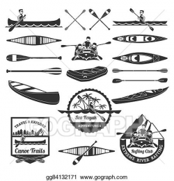 EPS Illustration - Rafting canoeing and kayak elements set. Vector ...