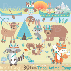 Tribal Animals Clipart-Woodland Animals Camping-Tribal Forest ...