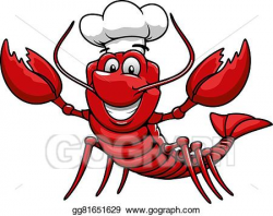 Vector Art - Cartoon red lobster chef in toque cap. Clipart Drawing ...