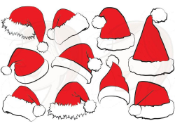 Santa Hat SVG Clipart Christmas Santa Claus Hat Clip Art Santa ...