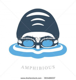 Premium logo labels swimmer's head with glasses and cap for swimming ...
