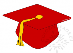 Red Preschool Graduation Cap clipart | Coloring Page