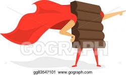 Vector Art - Chocolate super hero standing with cape. Clipart ...