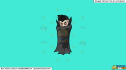 Clipart: A Vampire Hiding Himself Behind A Cape on a Solid Turquiose 41Ead4  Background