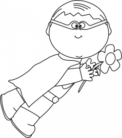 Black and White Valentine's Day Superhero Flying Clip Art - Black ...