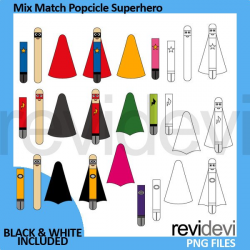 Superhero clipart / mix and match popcicle superhero body