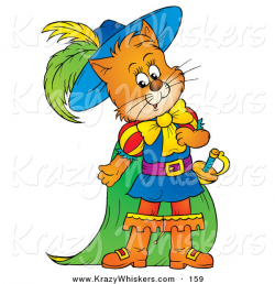 Critter Clipart of an Orange Cat, Puss in Boots, in Colorful Clothes ...