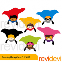 SUperhero clipart sale / Superhero flying cape clip art