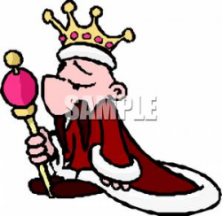 A Cartoon of a Man Wearing a Cape and Crown and Holding a Scepter ...