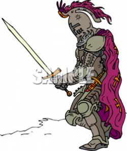 A Medieval Knight In Dark Armor And A Cape - Royalty Free Clipart ...