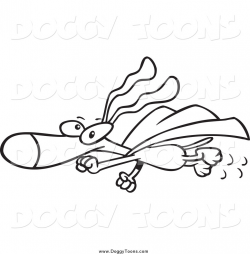 Doggy Clipart of a Black and White Super Dog Flying in a Cape by ...