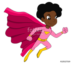 Illustration of a cute African American superhero girl speedster ...
