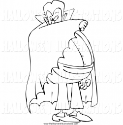 Clip Art of a Black and White Vampire Covering His Face with His ...