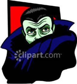 A Vampire Covering His Face with a Cape Royalty Free Clipart Picture