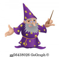 Vector Illustration - Outlined wizard waving and cape . Stock Clip ...