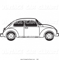 Clipart of a Coloring Page of a Vintage Black and White Vw Beetle ...