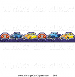 Clipart of a Border of Vintage Cars and Trucks in a Line by Gina ...