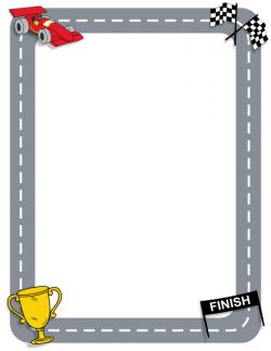 Page border featuring racing graphics such as a car and checkered ...