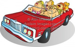 Clipart Illustration of Fat Family In Family Car