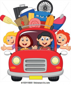 Family Traveling In Car Clipart