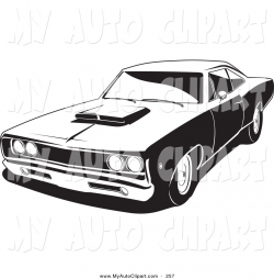 Clip Art of a 1968 Dodge Super Bee Black and White Muscle Car with a ...