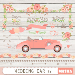 Wedding clipart: WEDDING CAR CLIPART with car
