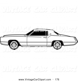 Clipart of a Old Fashioned Vintage Black and White Cadillac by Lal ...