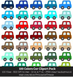 100 Colors Car Clipart - Printable, Kids, Children, School, Teacher ...