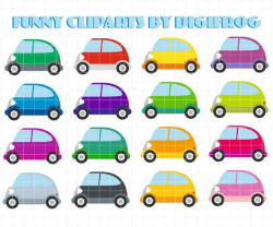 Funny small digital cars vehicles clipart printable by DigiFrog ...