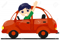 Boy Driving Car Clipart