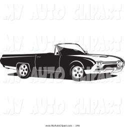 Clip Art of a Convertible Black Ford Thunderbird Car As Seen from ...