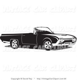 Clipart of a Convertible Ford Thunderbird Car with the Top down As ...